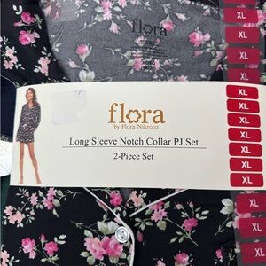 Flora Nikrooz Black and Pink Floral Long Sleeve PJ Set